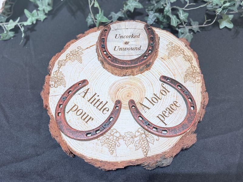 Custom Horseshoe Wine Serving Board