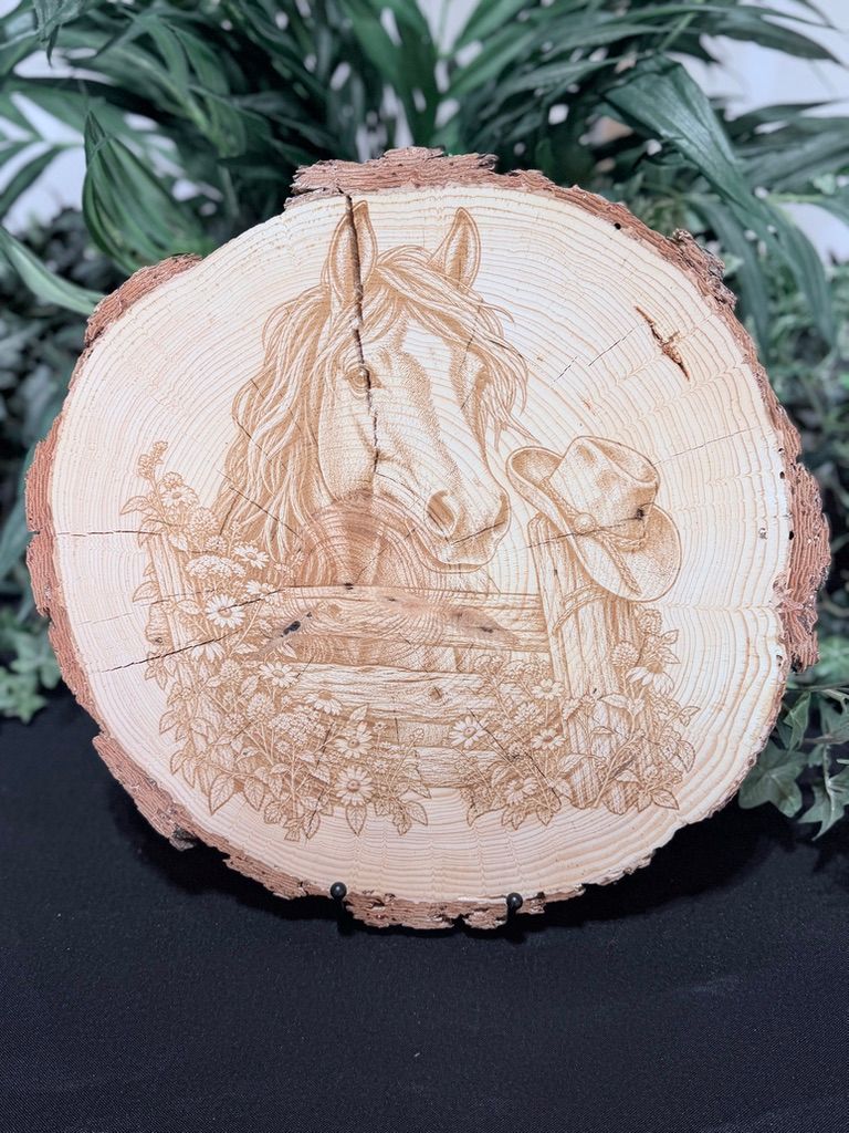 Custom Western Horse Wood Disk