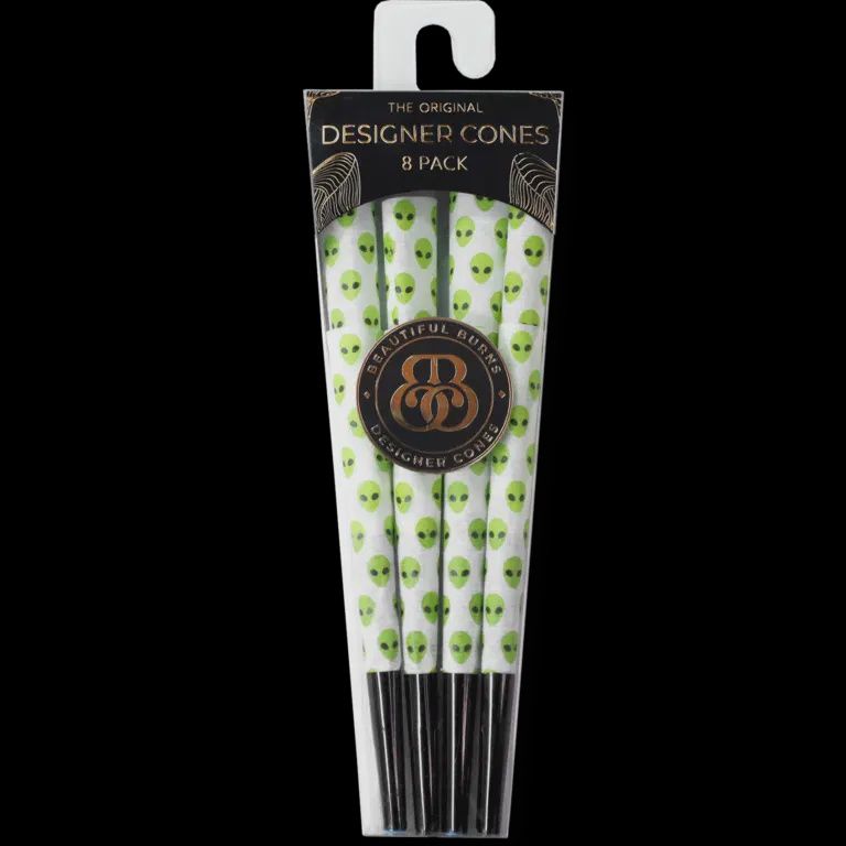 Beautiful Burns Pre Rolled Cones 8pk, Colour: Alien Heads