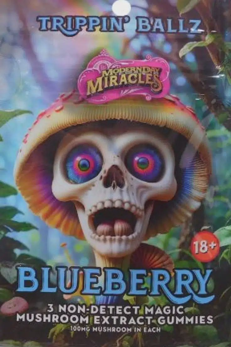 Trippin Ballz 100mg Modern Day Miracle Mushroom Gummies, Flavor: Blueberry, Size: 3pk