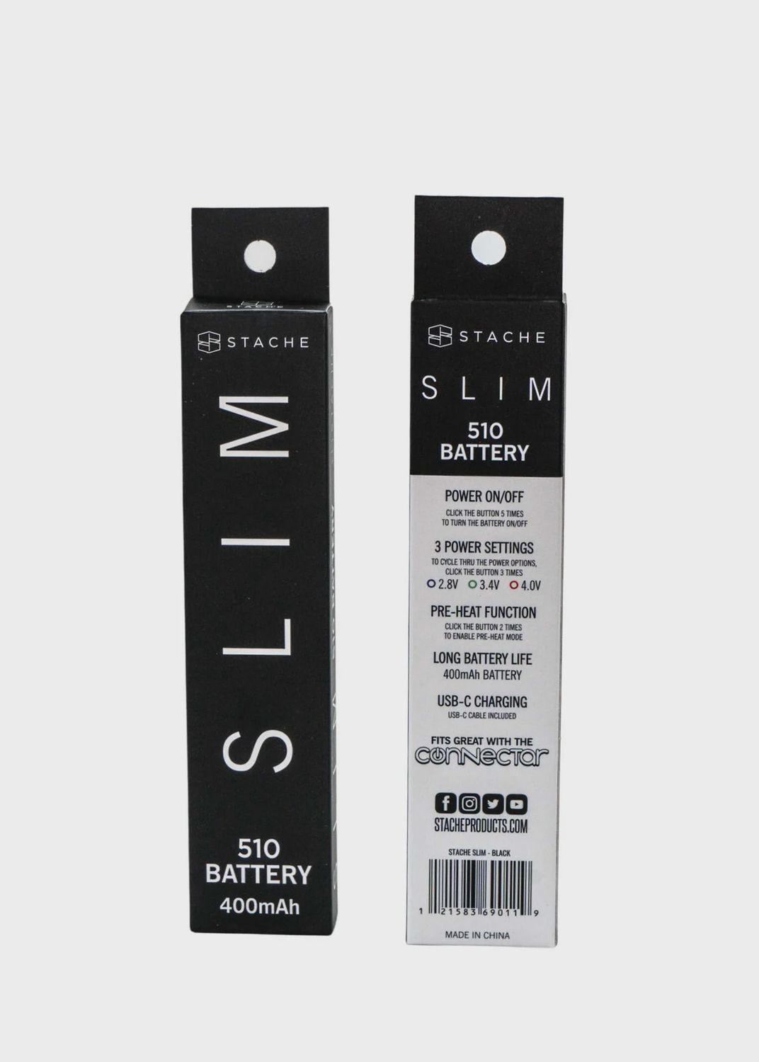 Stache Slim Battery, Colour: Black