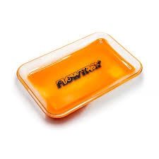 FlowTray Glow in the Dark Rolling Tray, Colour: Orange Glo