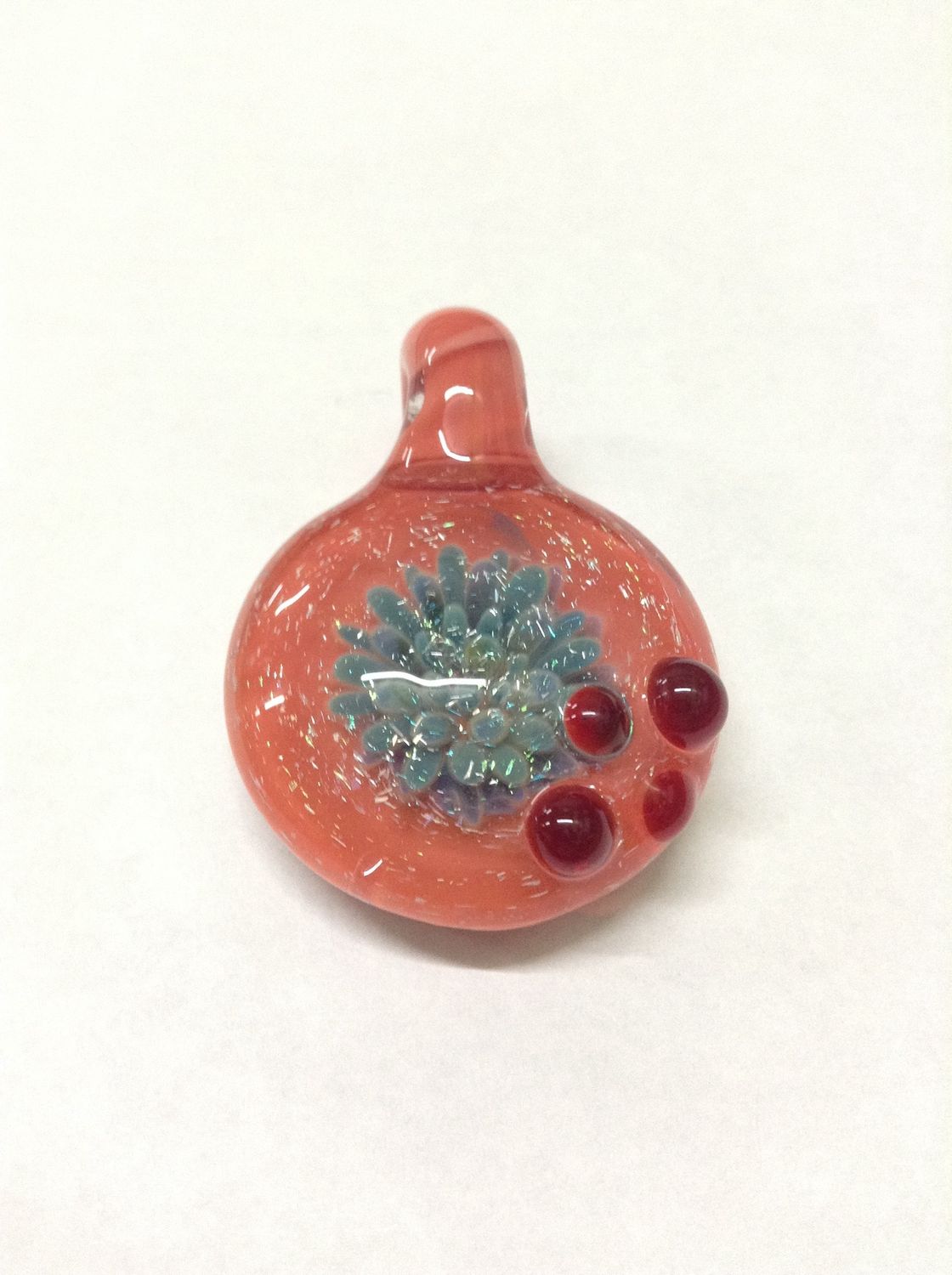 Glass Explosion Pendant, Colour: Red/Blue w/Dichro