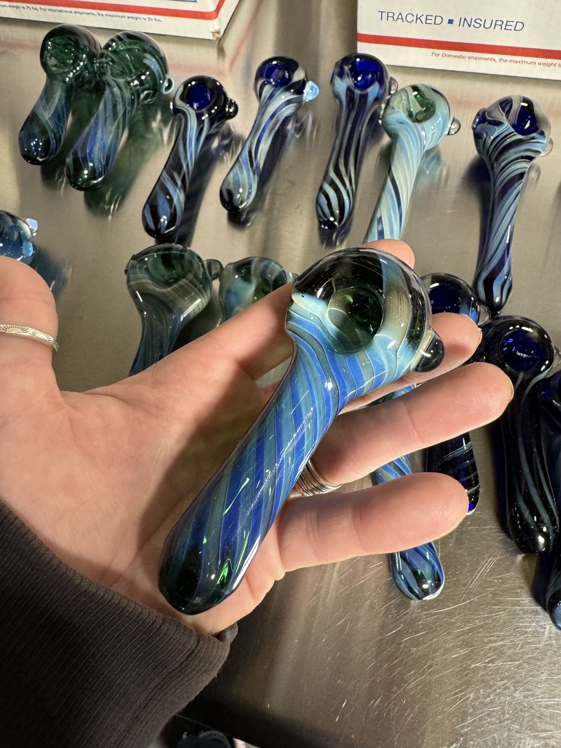 PH Glass Fumed Colored Hand Pipe