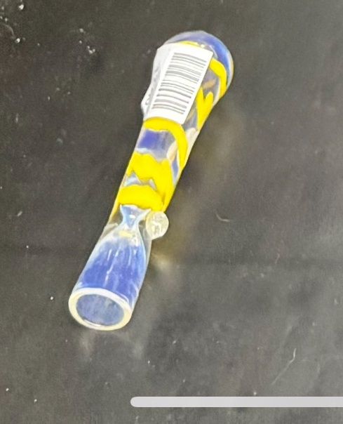 Small Colored Chillum, Colour: Yellow/Blue