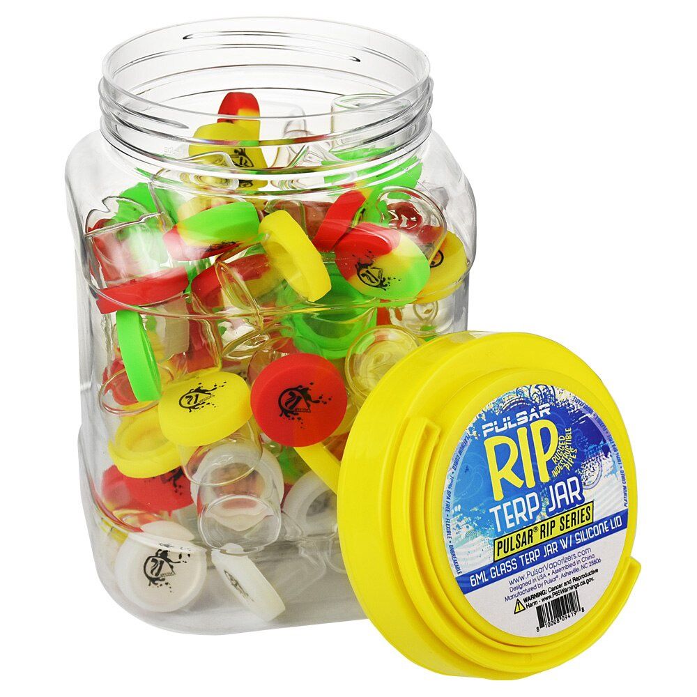 Pulsar RIP Series Terp Jar Silicone Lid Glass Concentrates Container| 6mL | Assorted Colors
