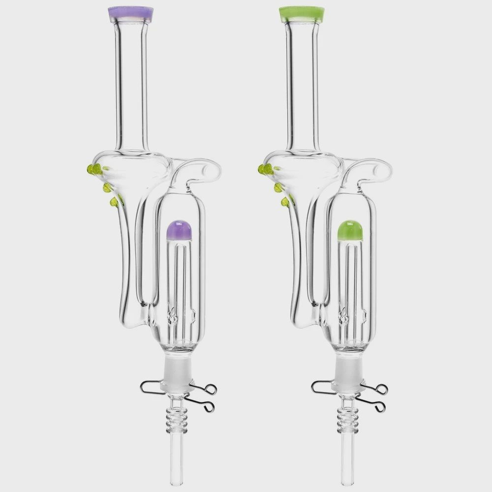 Aero Recycler Glass Vapor Straw | Quartz Tip | 11.5&quot; | 14mm F | Colors Vary