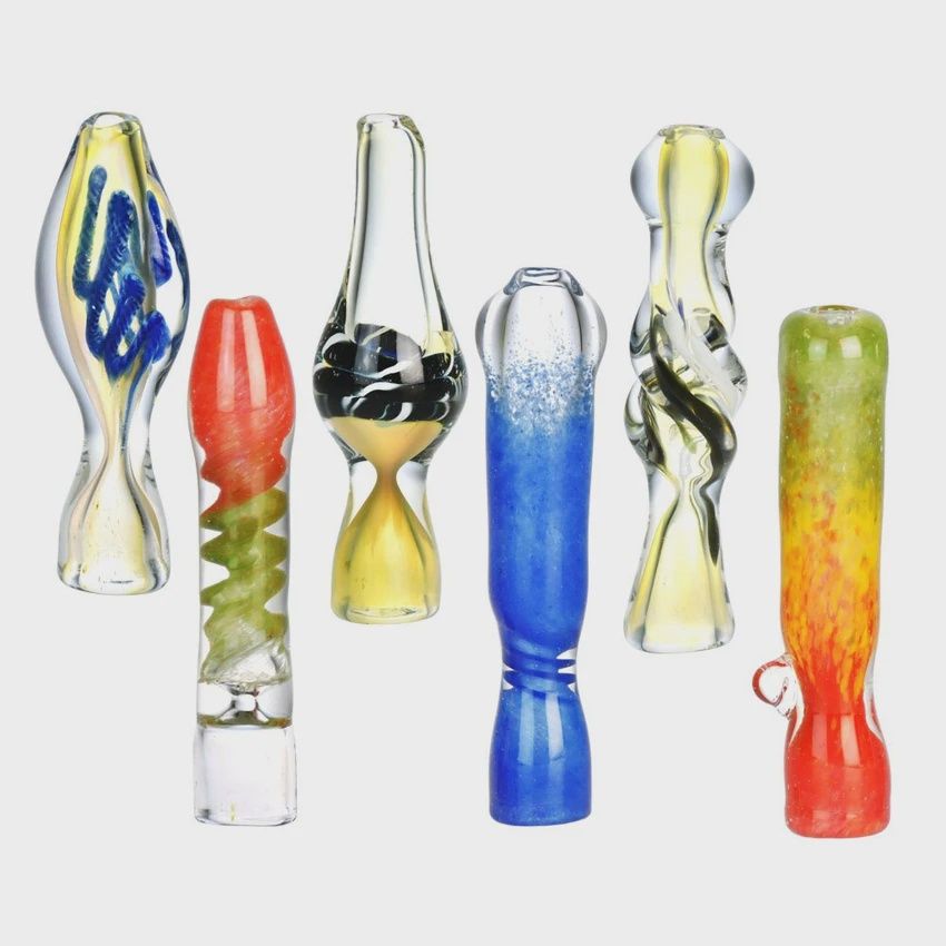 Frit &amp; Swirl Glass Chillums | 3&quot; to 3.5&quot; | Assorted Styles &amp; Colors