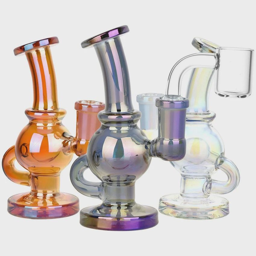 Visible Spectrum Electroplated Glass Ball Rig | 4.75&quot; | 14mm F | Colors Vary