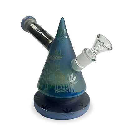 8″ SirEEL Sidecar Cone Etched Leaf Bong | Assorted Colors