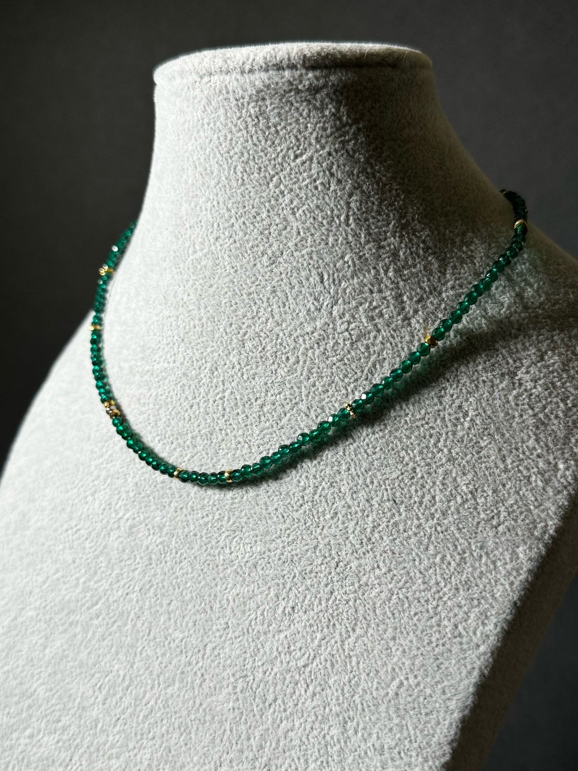 Necklace Seed Beads Emerald Gold