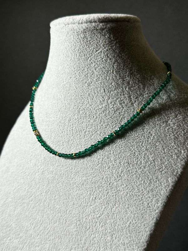 Necklace Seed Beads Emerald Gold