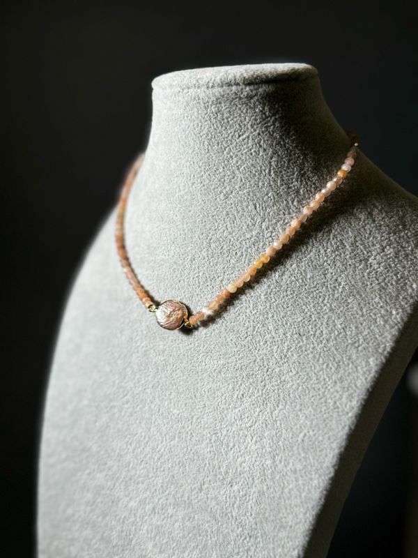 Necklace Seed Beads with a Gemstone