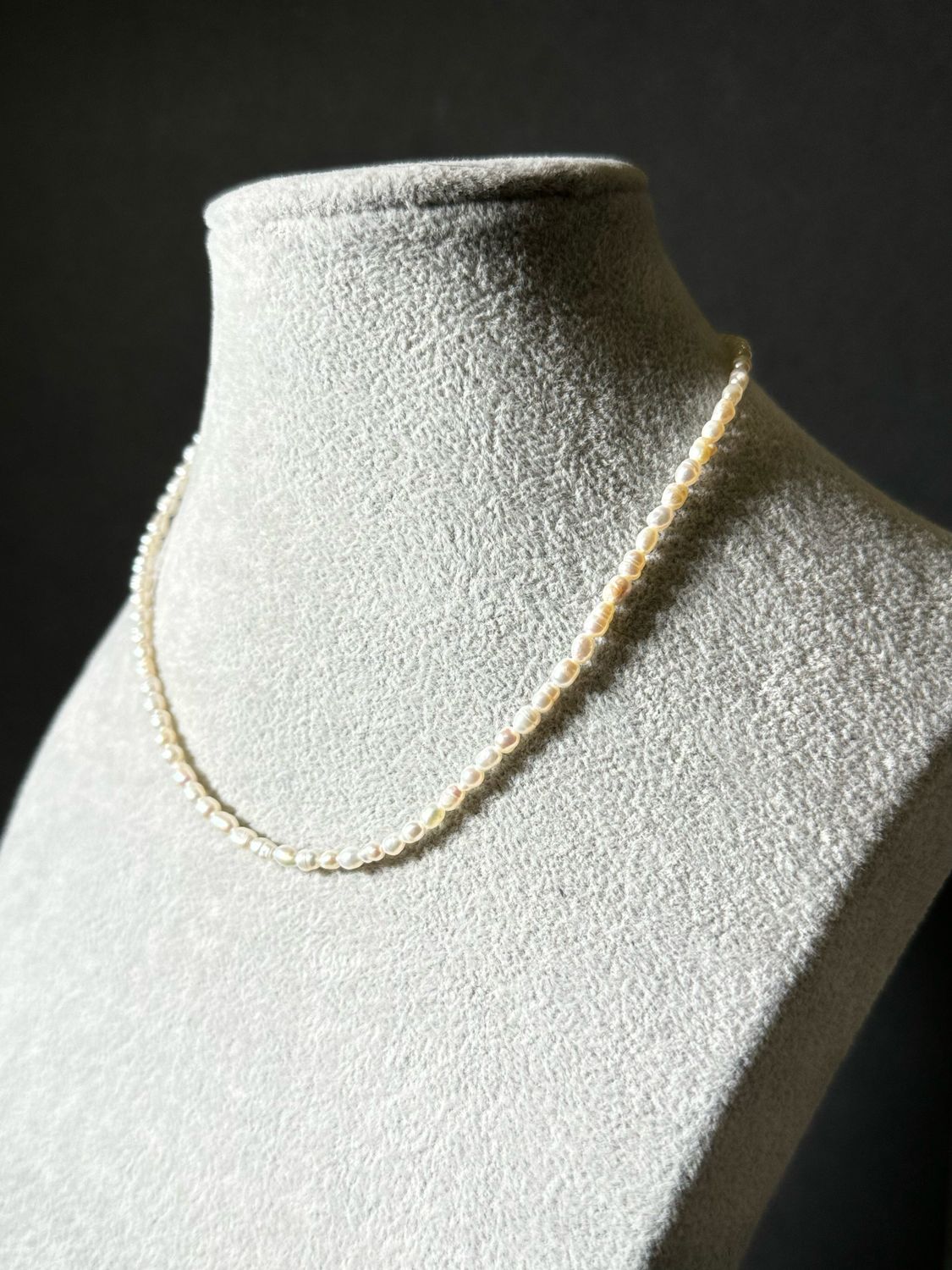 Necklace Seed Beads White Pearls