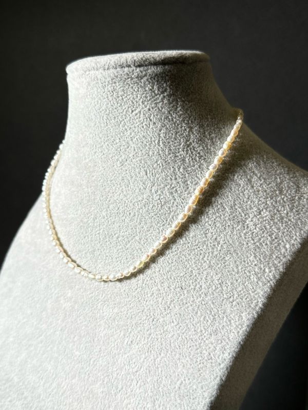 Necklace Seed Beads White Pearls