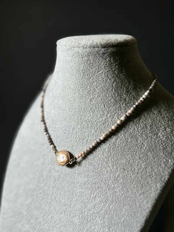 Necklace Seed Beads with a Gem Stone