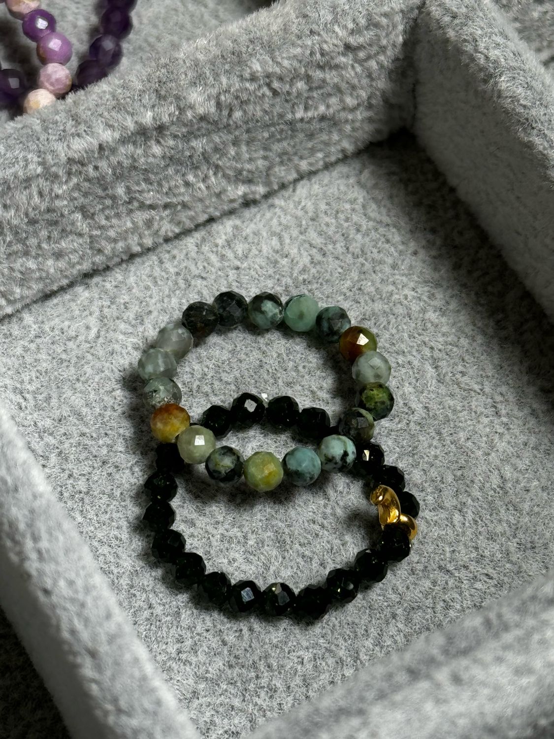 Rings Seed Beads Marble Green/Black