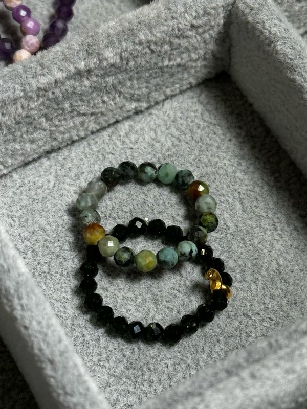 Rings Seed Beads Marble Green/Black