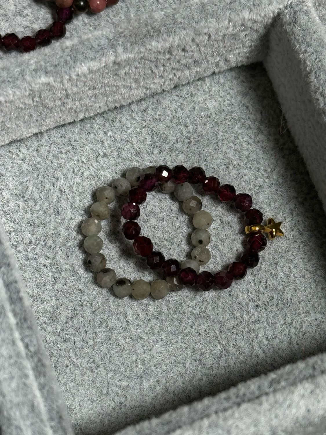 Rings Seed Beads Grey/Red