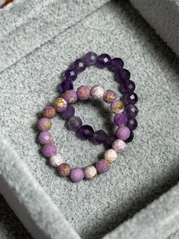 Rings Seed Beads Green Purple