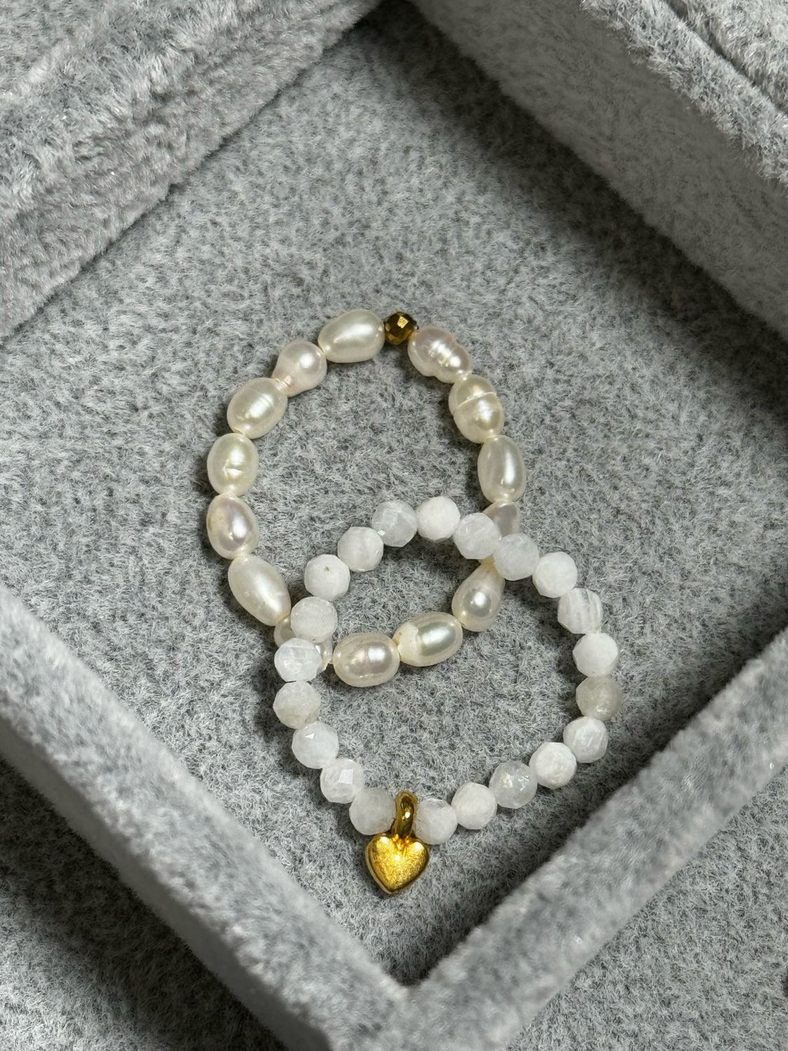 Rings Seed Beads Stones and Pearls Golden Heart