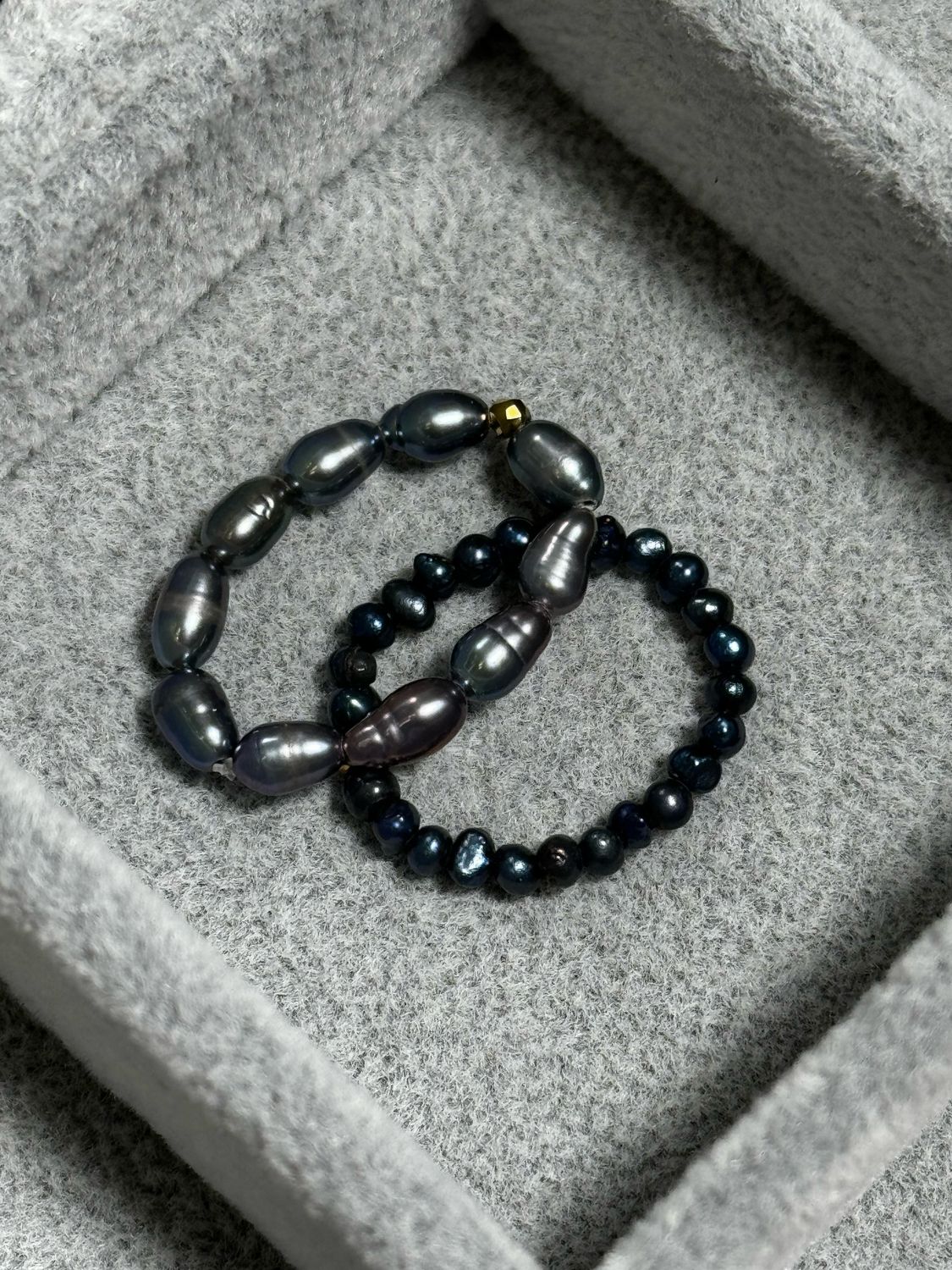Rings Seed Beads Dark Pearls