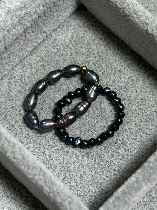 Rings Seed Beads Dark Pearls