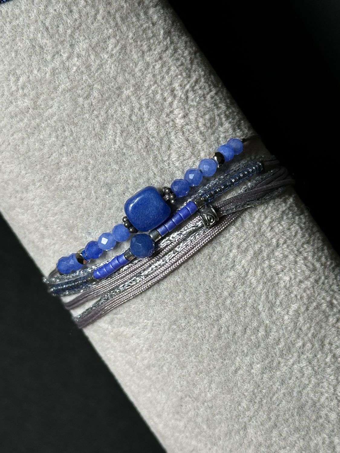 Bracelet Seed Beads Silver Blue