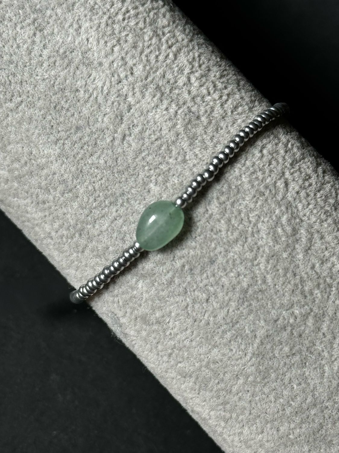 Bracelet Seed Beads with a Green Gem