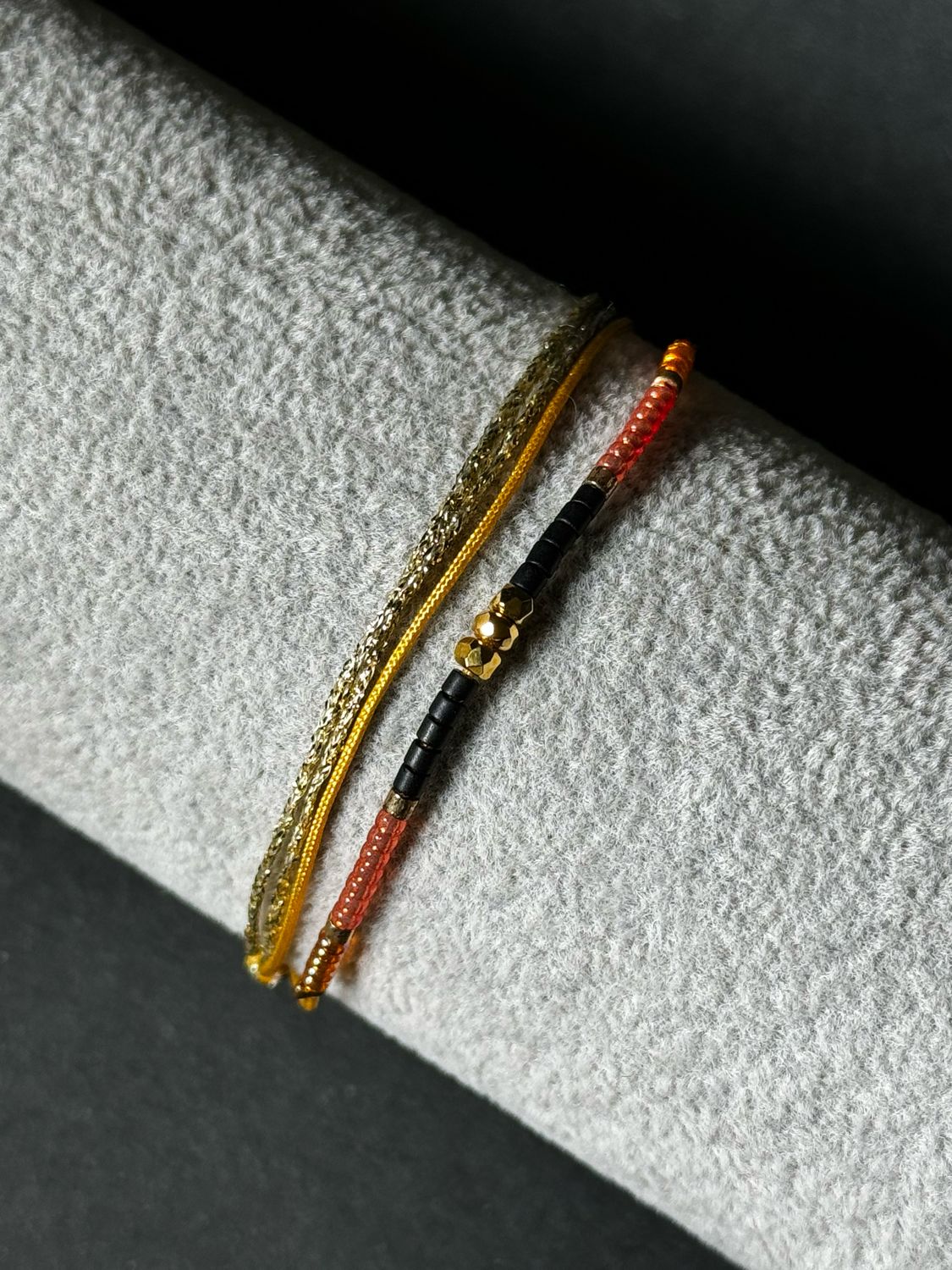 Bracelet Seed Beads Gold Orange