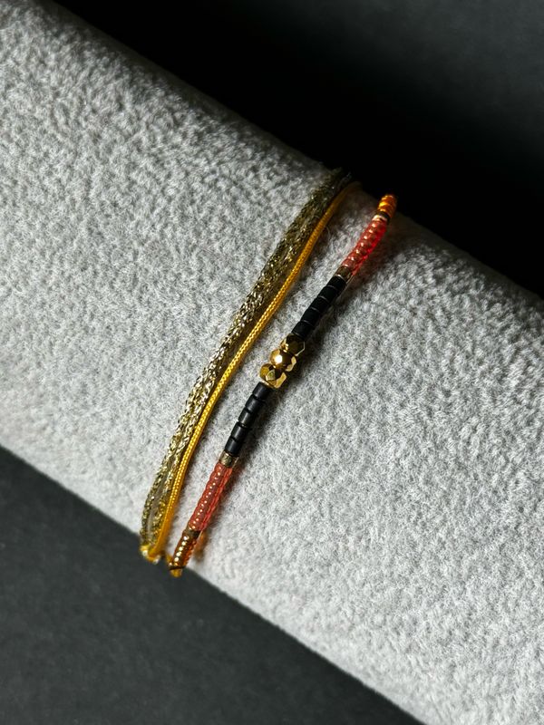 Bracelet Seed Beads Gold Orange