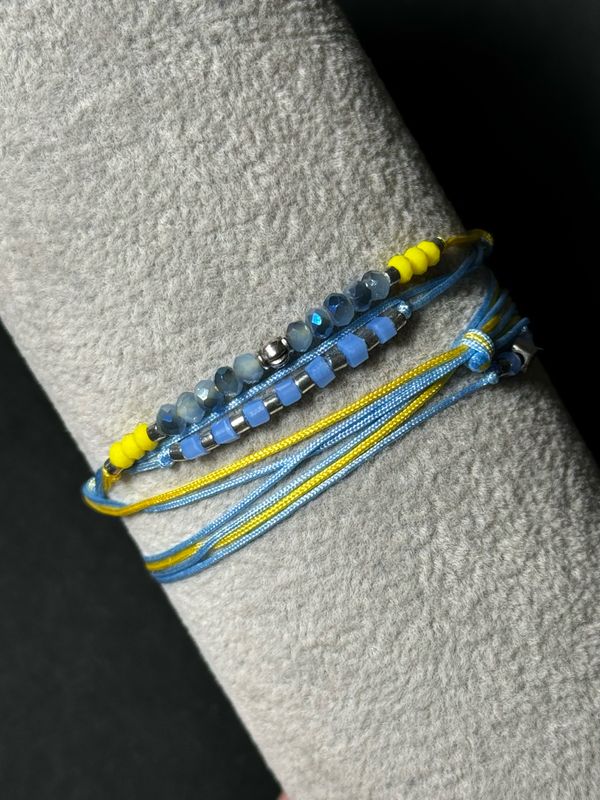 Bracelet Seed Beads Light Blue Yellow