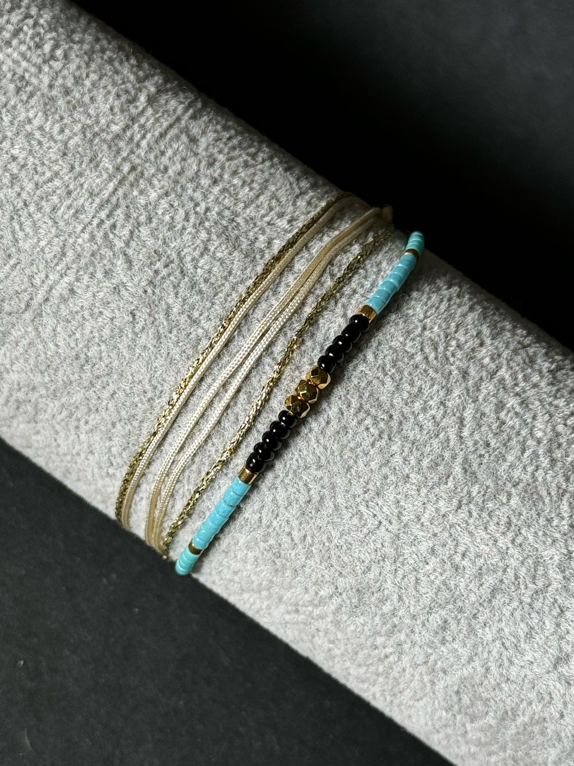 Bracelet Seed Beads Gold Turquoise