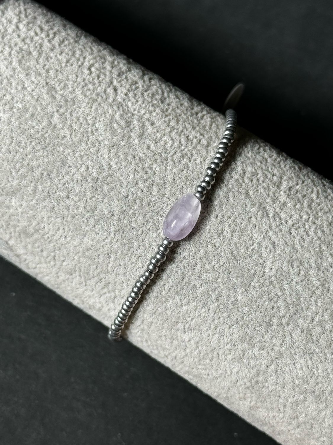 Bracelet Seed Beads with a Pink Gem