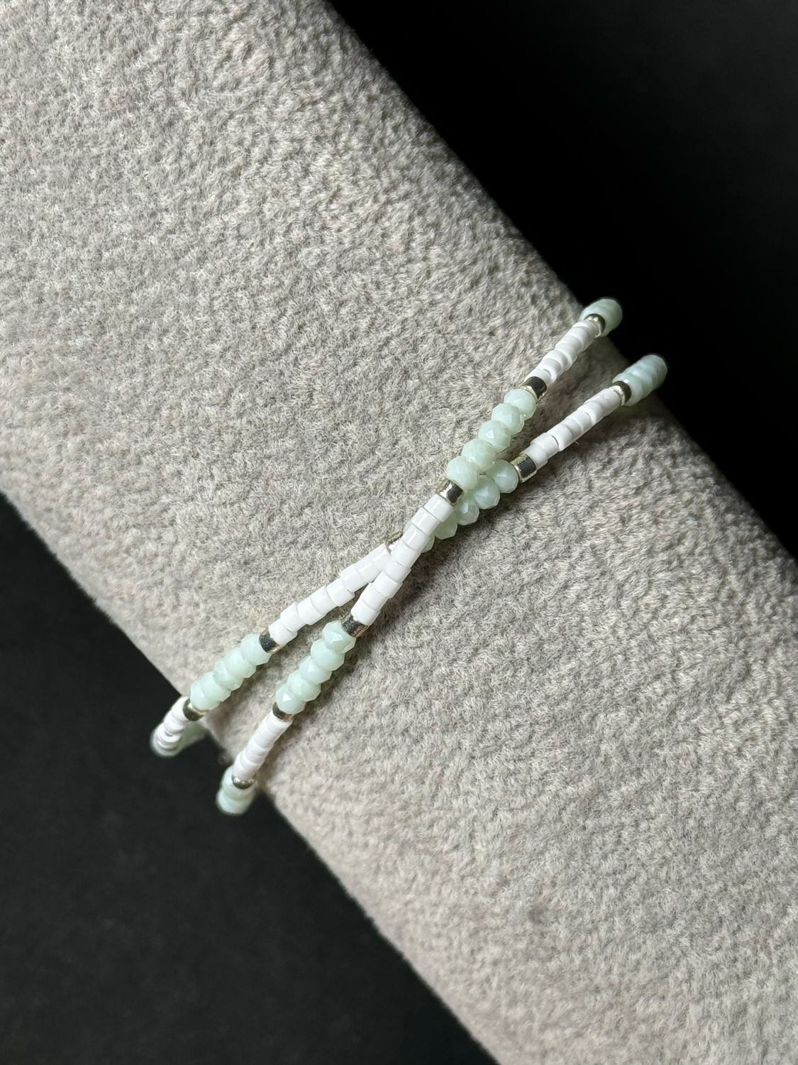 Bracelet Seed Beads White/Green