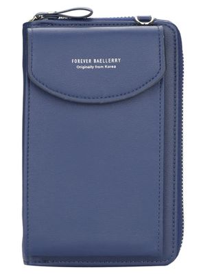 LADIES WALLET WITH WRIST STRAP-BLUE