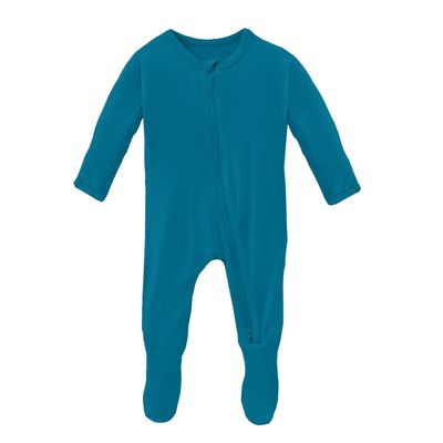 Kickee Footie Zip Solid 2 Way Zipper