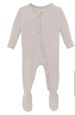 Kickee Pants Solid Ruffle Footie 2 Way Zipper