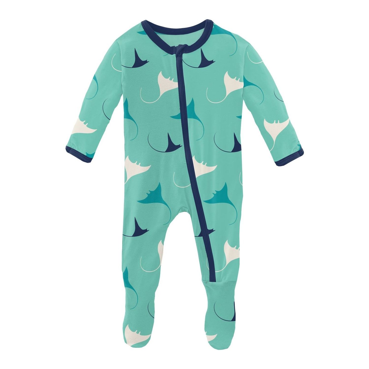 Kickee Footie, Color: Glass Manta Ray, Size: 9-12