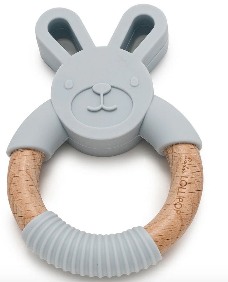 Loulou Lollipop Teether , Color: Bunny Light Grey