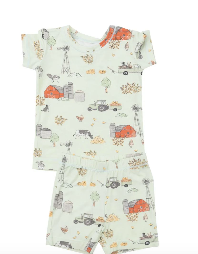 Angel Dear Loungewear set Shorts, Color: Hay Farmer, Size: 12-18