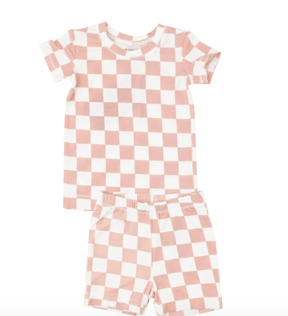 Angel Dear Loungewear set Shorts, Color: Check Pink, Size: 12-18