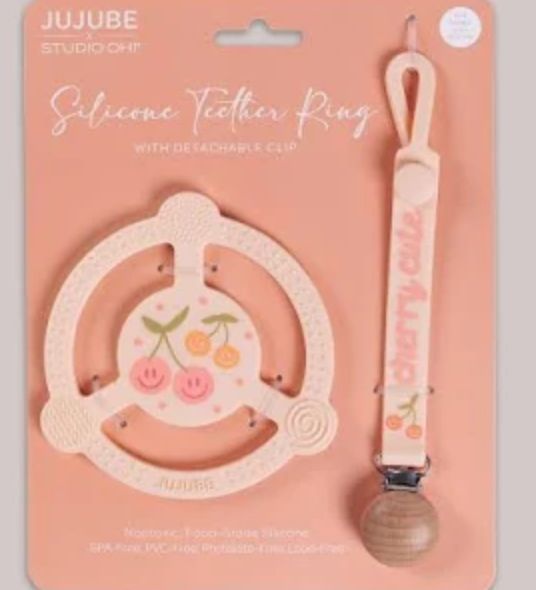 JuJuBe Silicon Teether Ring, Color: Cherry Cute