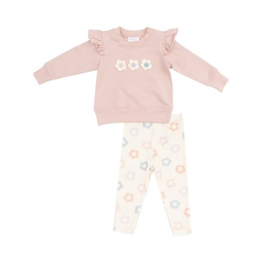 Angel Dear French Terry Ruffle Sweatshirt + Leggings, Color: Daisy Pop MULTI, Size: 6-12M