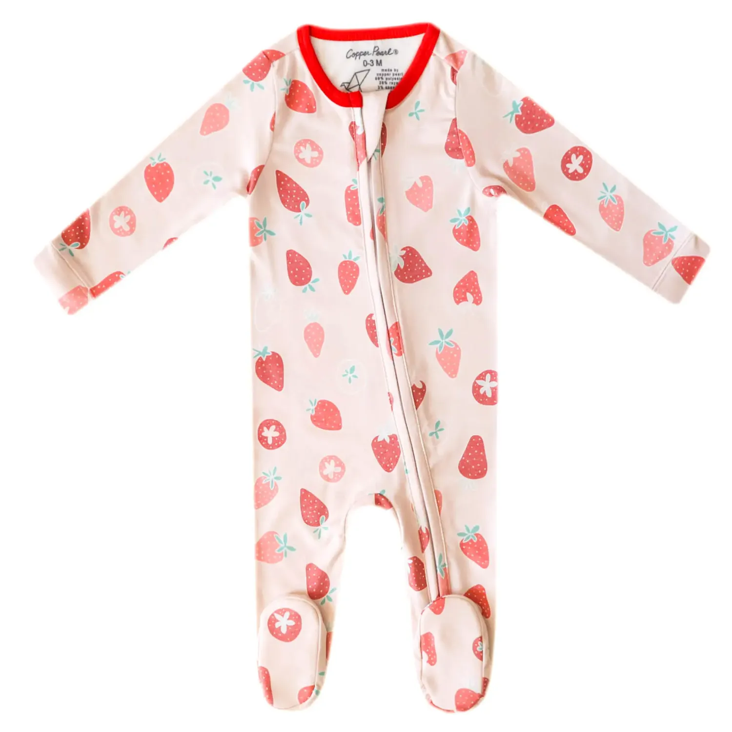 Copper Pearl Footie Zip Fruit, Color: Strawberry, Size: 0-3