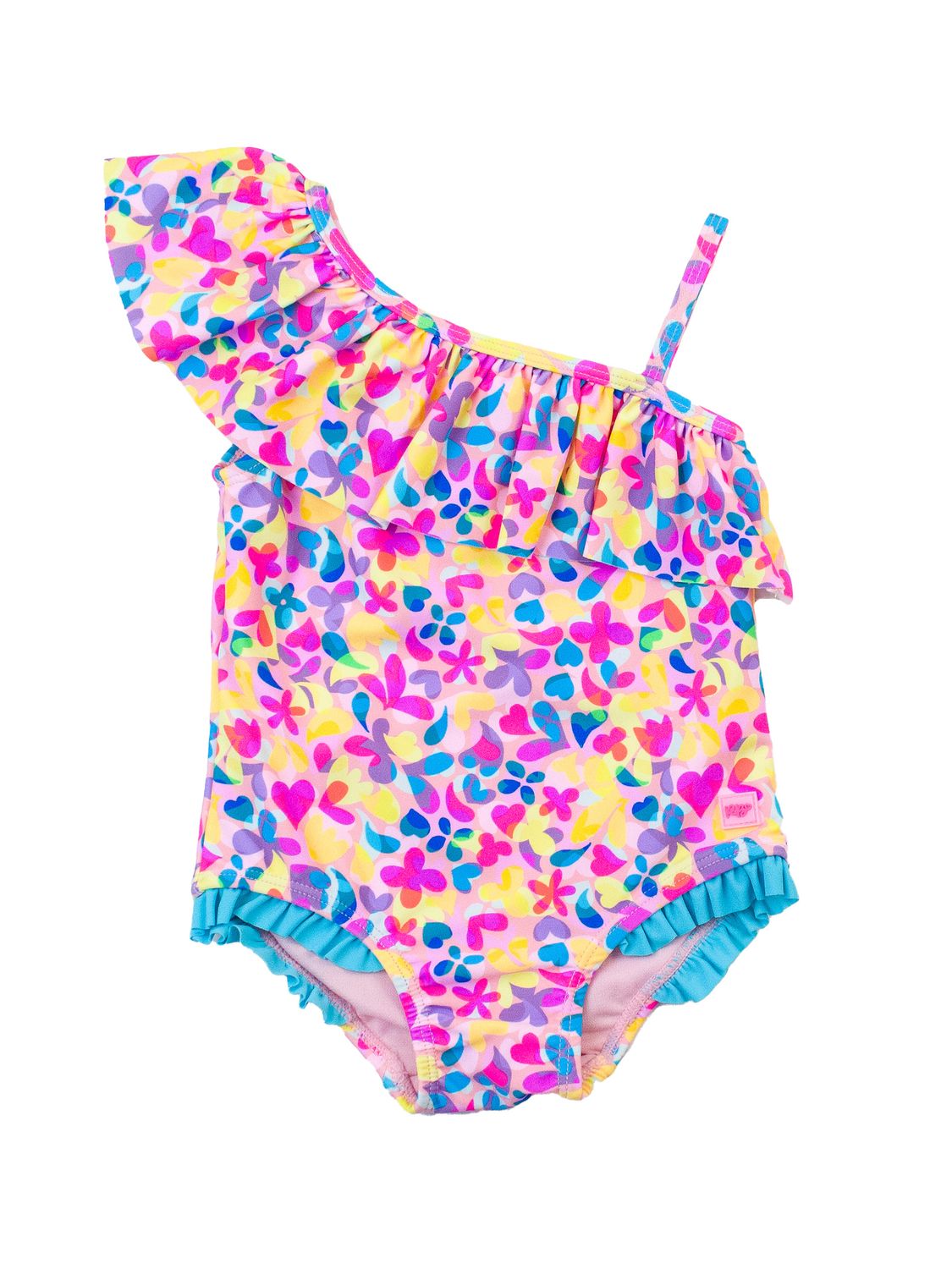Ruffle Butts One Shoulder Ruffle One Piece, Color: *VIBRANT NEON, Size: 12-18m
