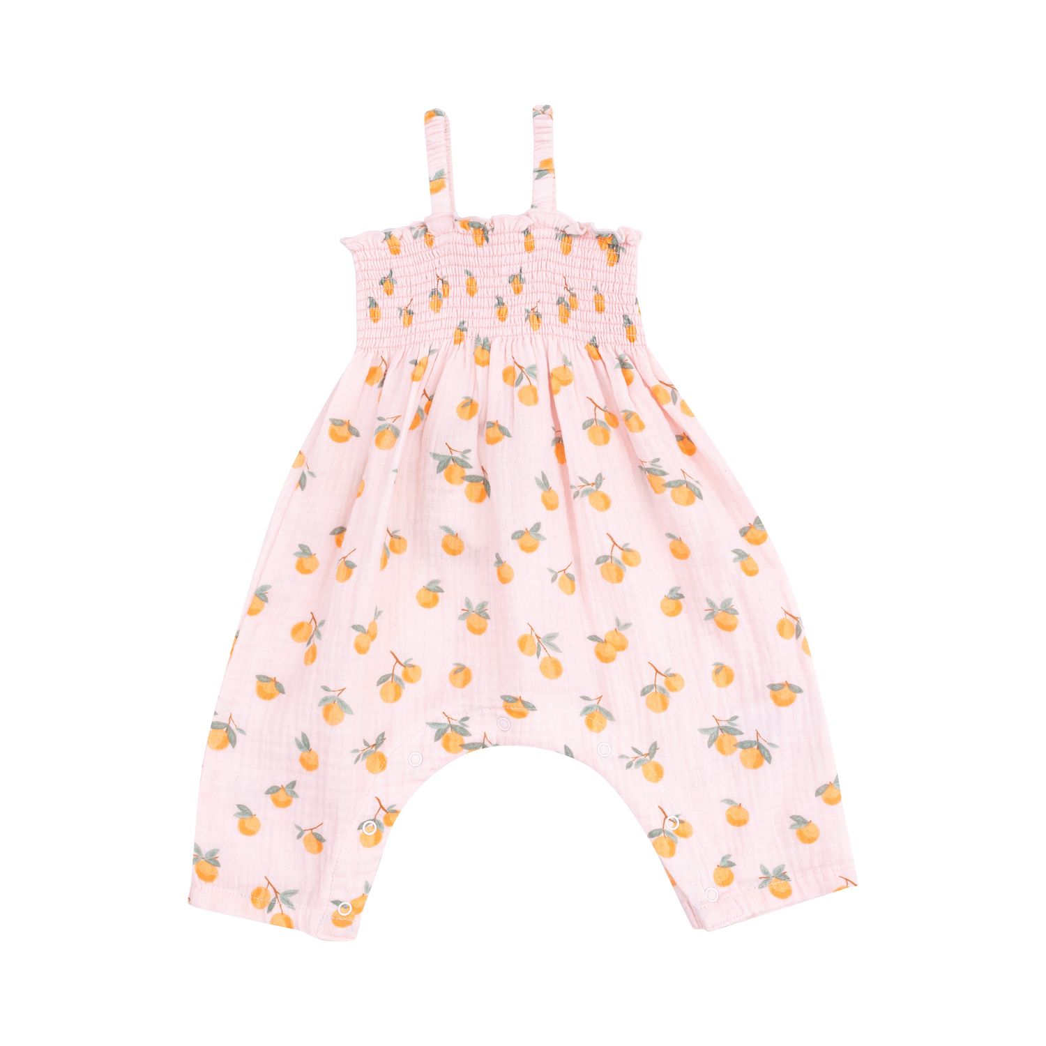 Angel Dear Tie Strap Smocked Romper, Color: Sweet Clementines ORANGE, Size: 3-6M