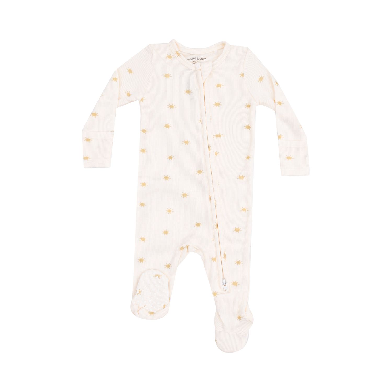 Angel Dear 2 Way Zipper Footie Simple Suns, Color: BEIGE, Size: NB