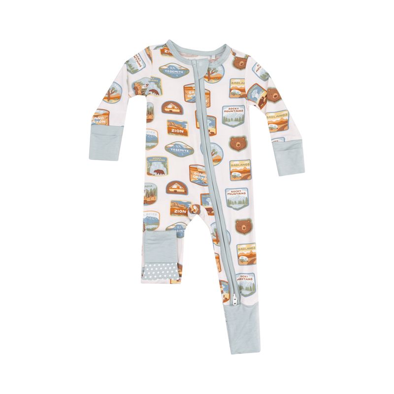 Angel Dear 2 Way Zipper Romper National Park Patches