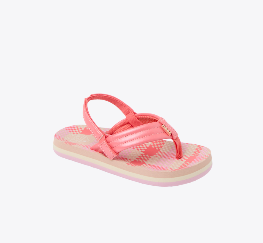 REEF Little Ahi WS, Color: Pink Plaid, Size: 3